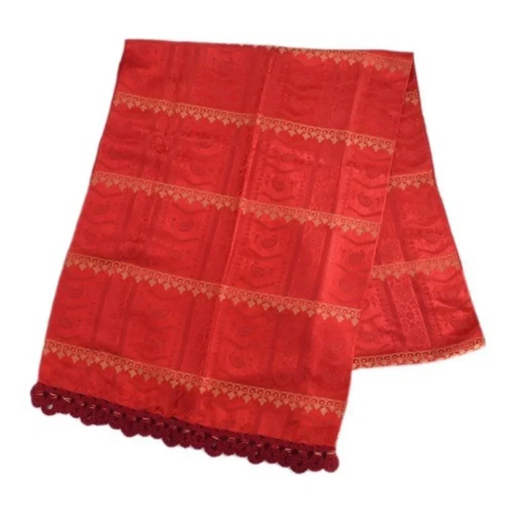 Christian Dior Scarf Red Gold France Vintage 25440